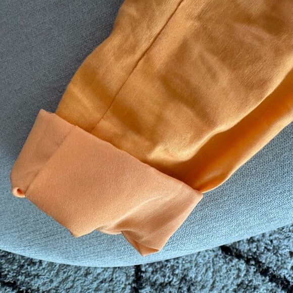 H&M Women Blazer Jacket Linen Blend Oversized Long Orange Salmon Peach Small - Picture 5 of 8